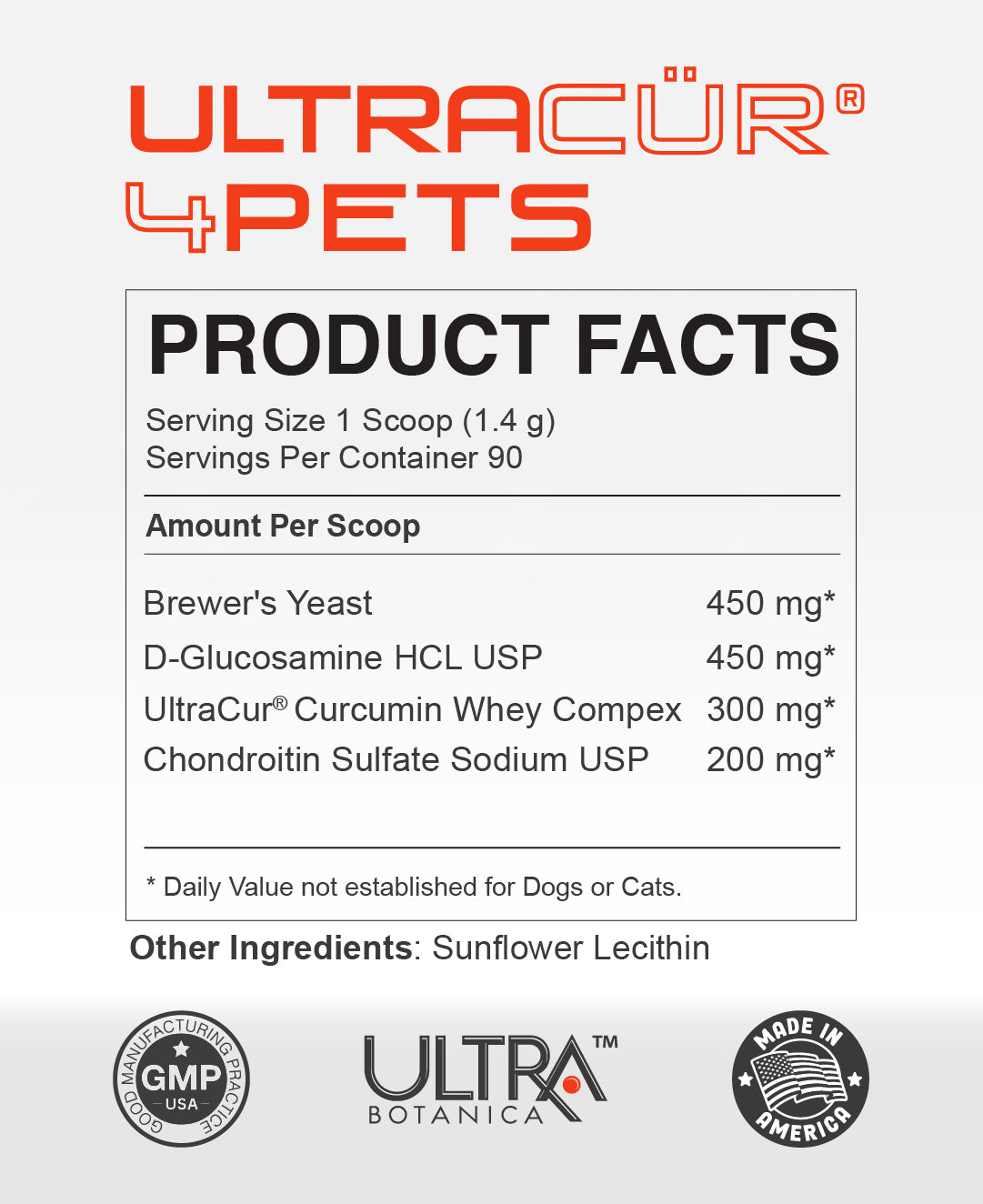 UltraCur® 4Pets™ for Dogs and Cats (Curcumin + Glucosamine + Chondroitin)